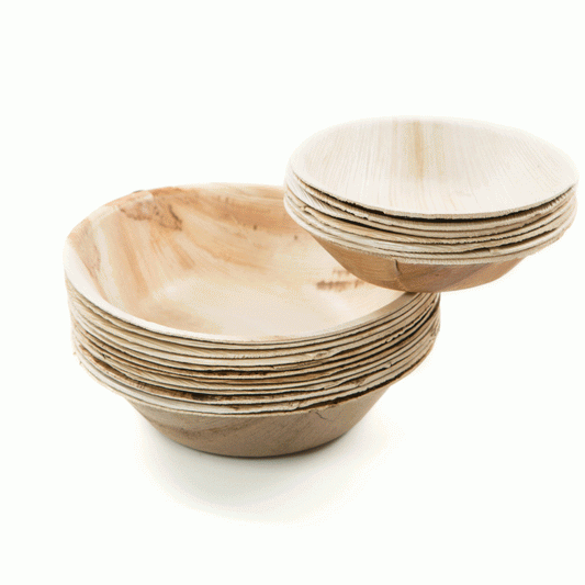 6" Round Disposable Palm Leaf Bowls (Set of 10)