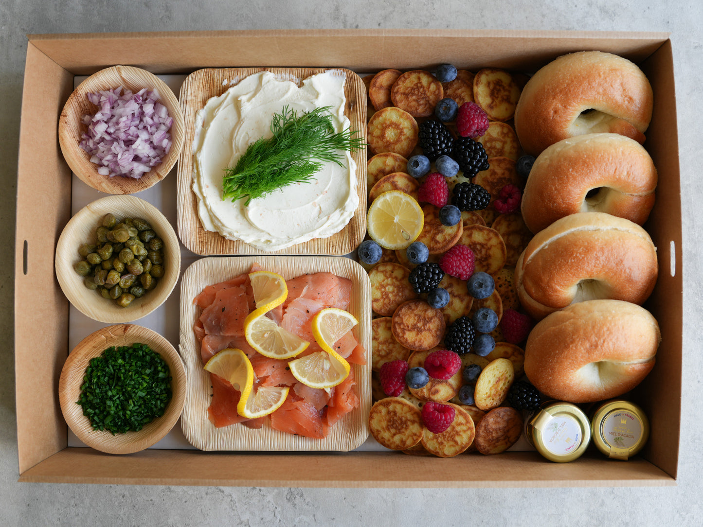 Smoked Salmon Blinis and Bagel Platter