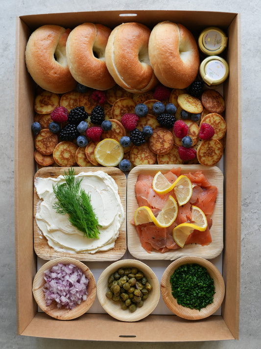 Smoked Salmon Blinis and Bagel Platter