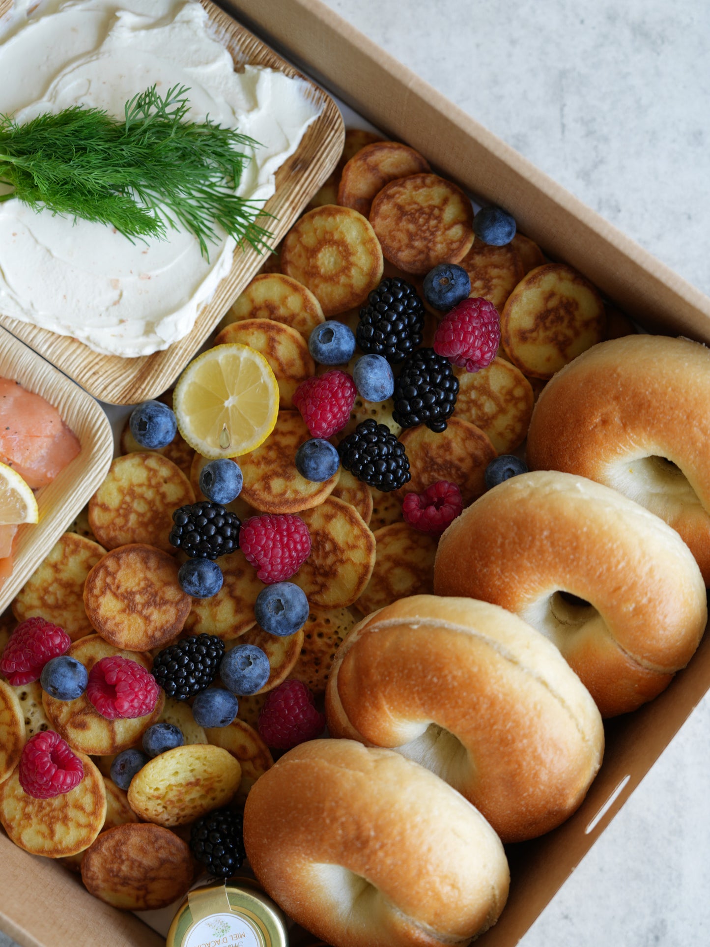 Smoked Salmon Blinis and Bagel Platter