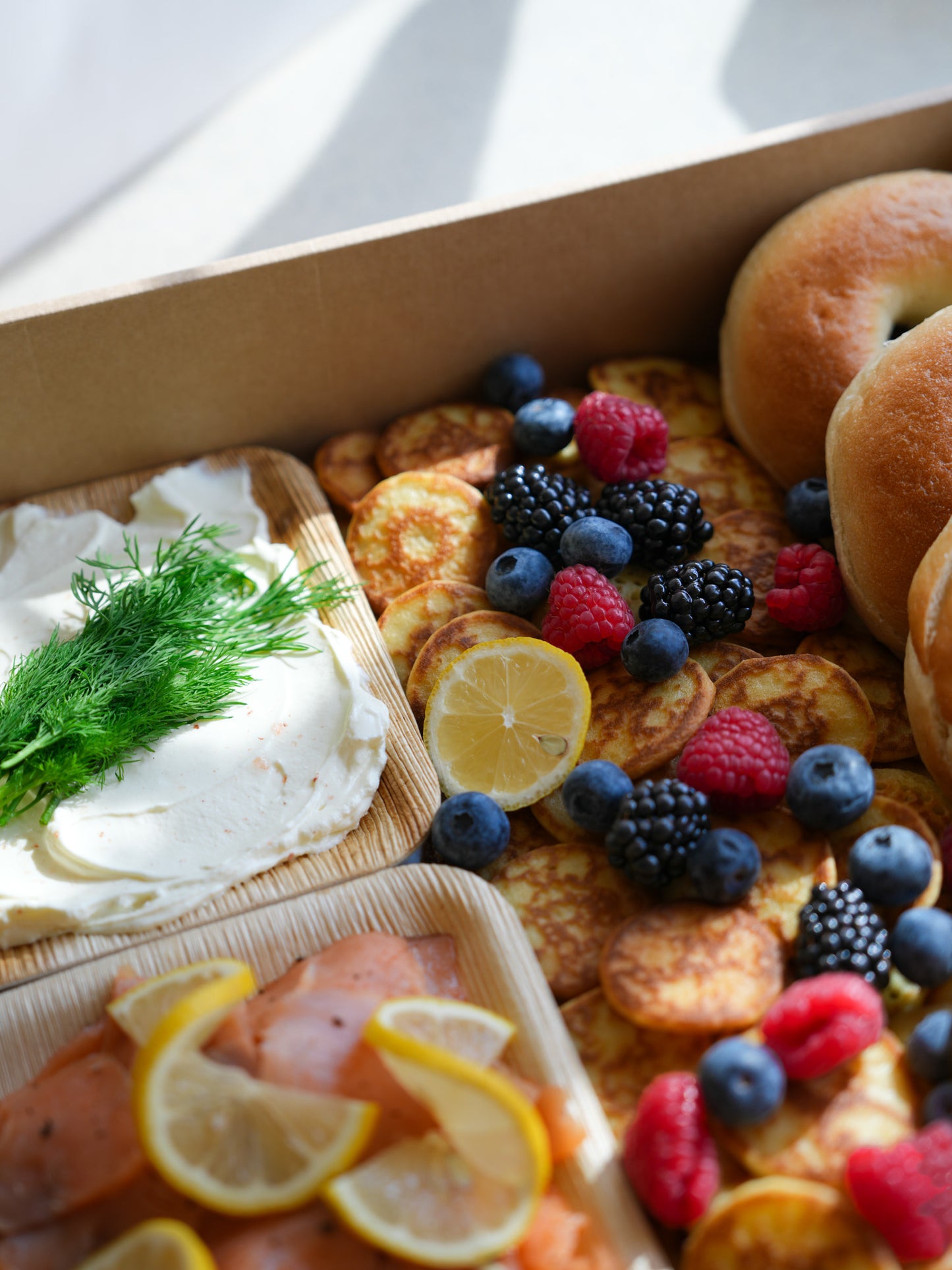 Smoked Salmon Blinis and Bagel Platter